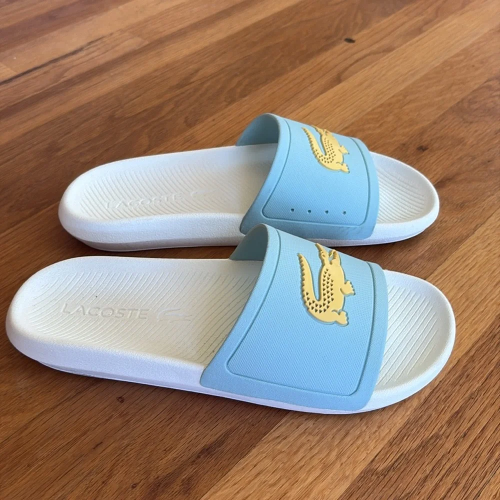 Lacoste Croco Slide Sandals Turquoise light blue size 9 - Picture 4 of 7